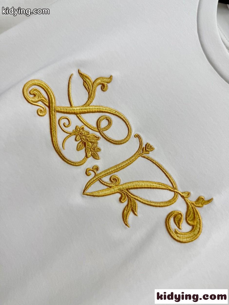 ルイ・ヴィトン 半袖Tシャツ コピー シグネチャー エンブロイダリー Tシャツ-0