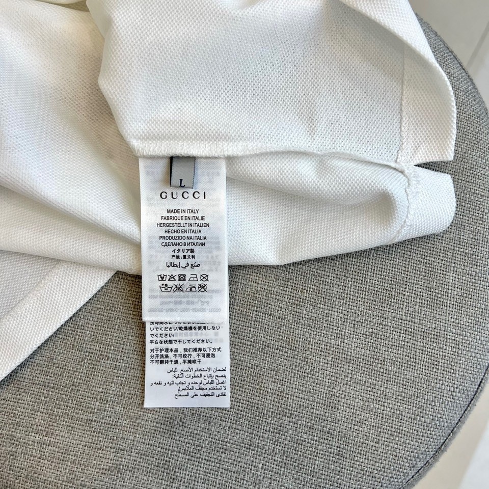 洗練された コットンピケ ポロシャツ グッチ Tシャツ 偽物 半袖トップス ホワイト-4