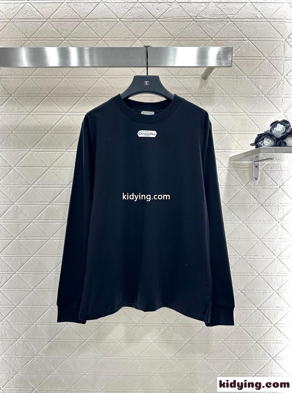 シンプル 着回し コットン長袖Tシャツ クリスチャン・ディオール Tシャツ コピー ブラック-0