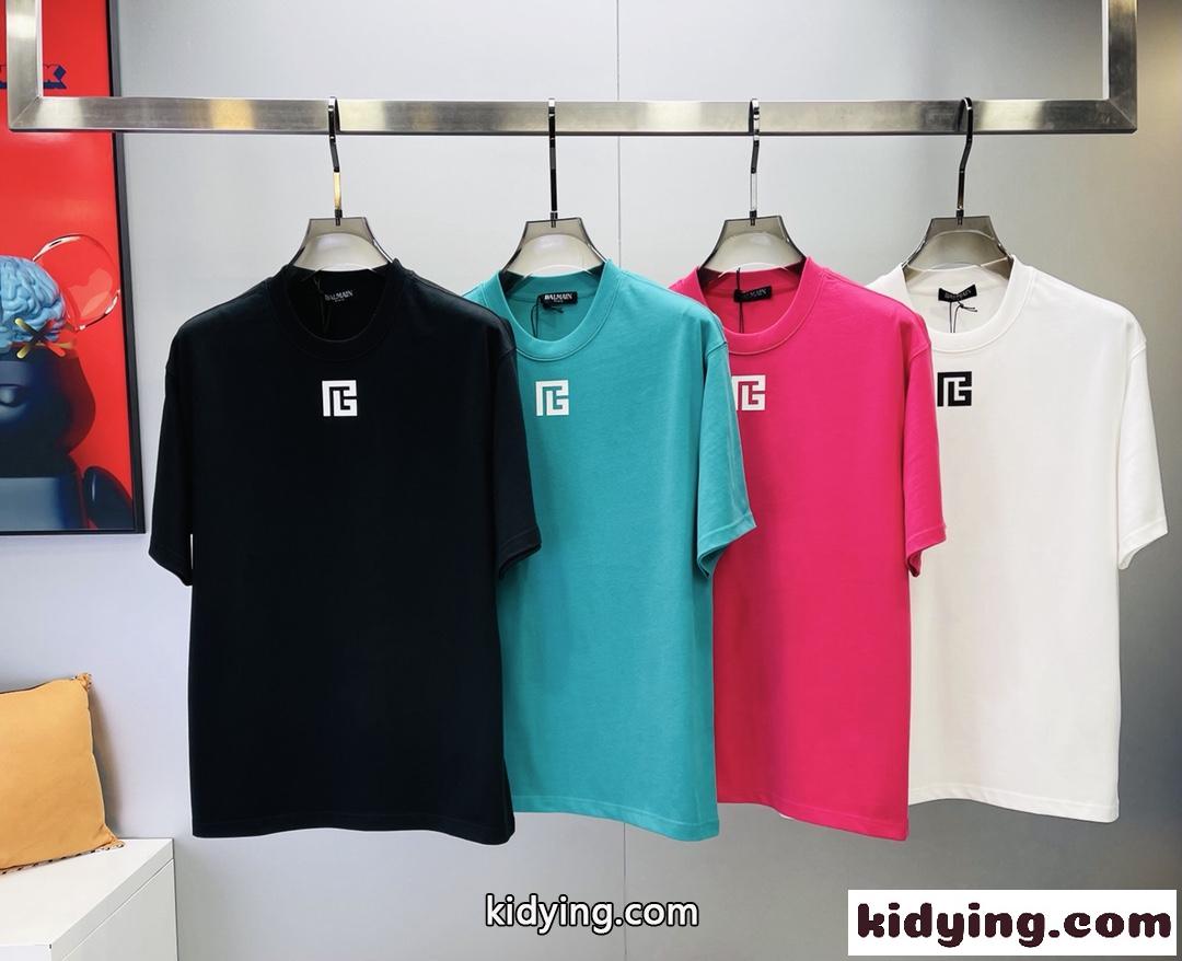 カジュアル おしゃれ バルマン Tシャツ コピー 半袖 クルーネック コットン トップス-4