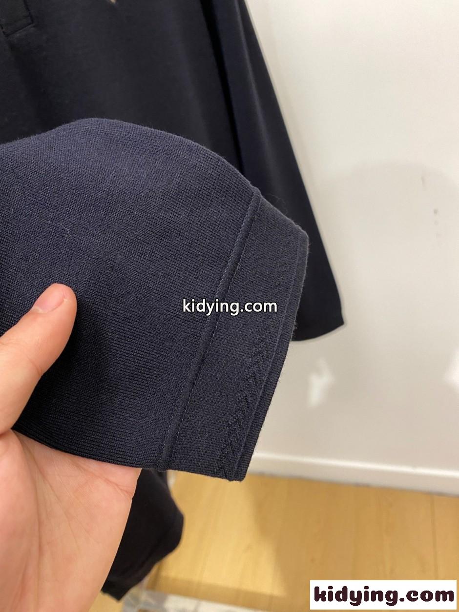 シンプル 洗練された ロゴ刺繍 フェンディ ニット 偽物 ニットポロ ネイビー-3