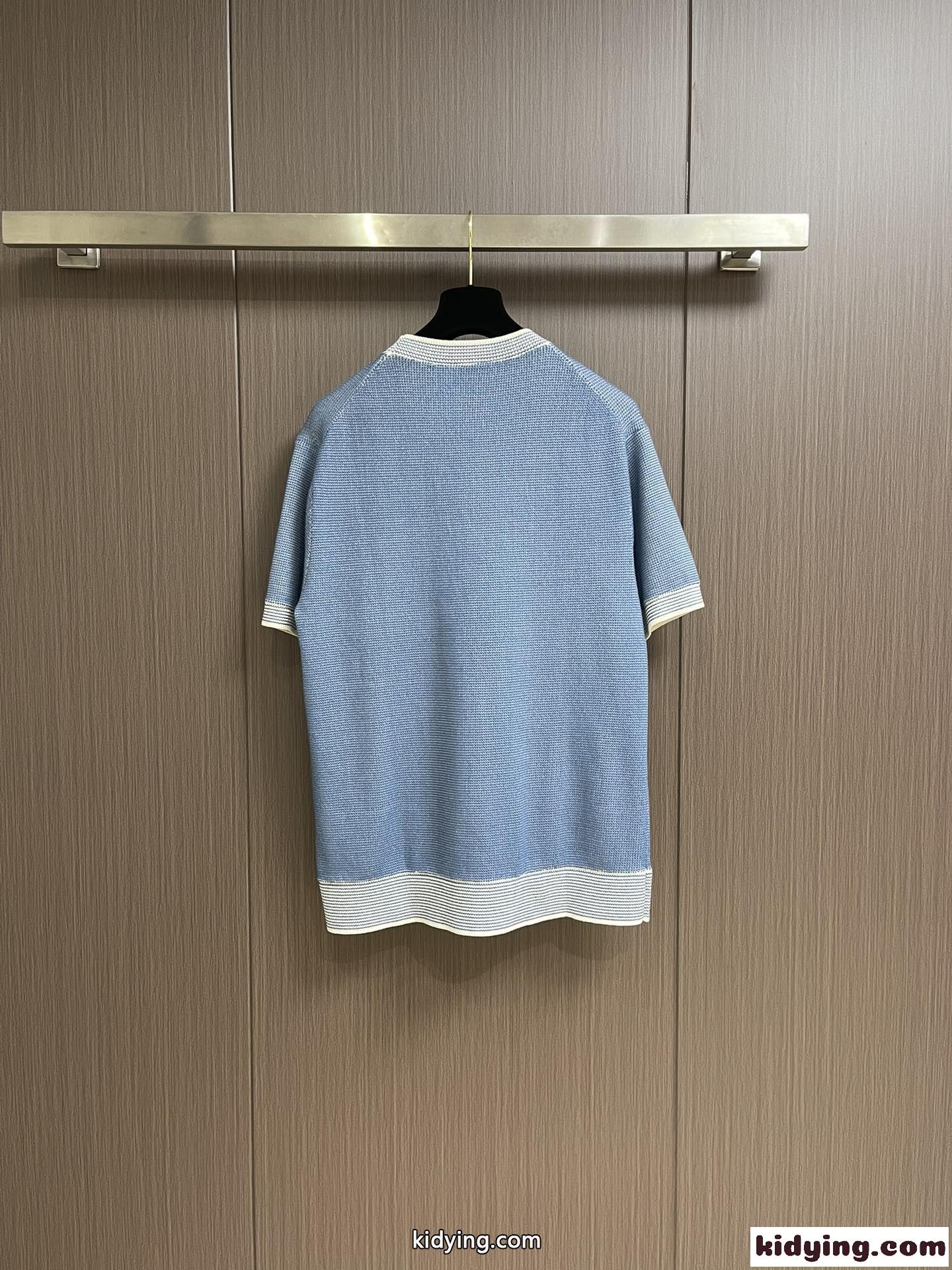 おしゃれ Dior Italic ニットTシャツ クリスチャン・ディオール ニットウェア コピー ブルー-0