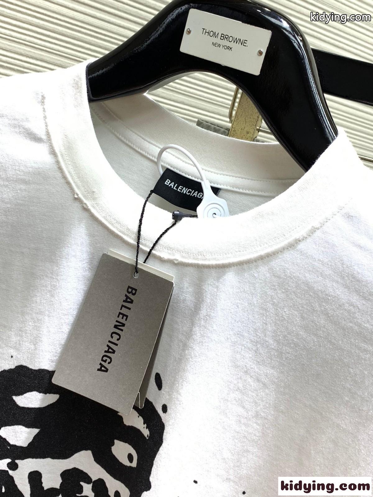 人気 カジュアル HAND DRAWN BB ICON 半袖Tシャツ バレンシアガ Tシャツ コピー ホワイト-1