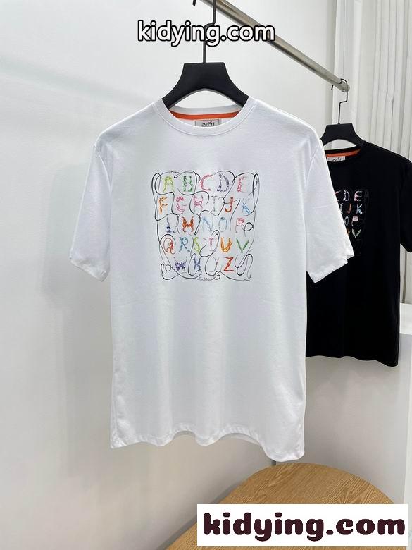 お洒落 プリント 人気 クルーネック エルメス 半袖tシャツ コピー 快適 カジュアル 定番 トップス-2