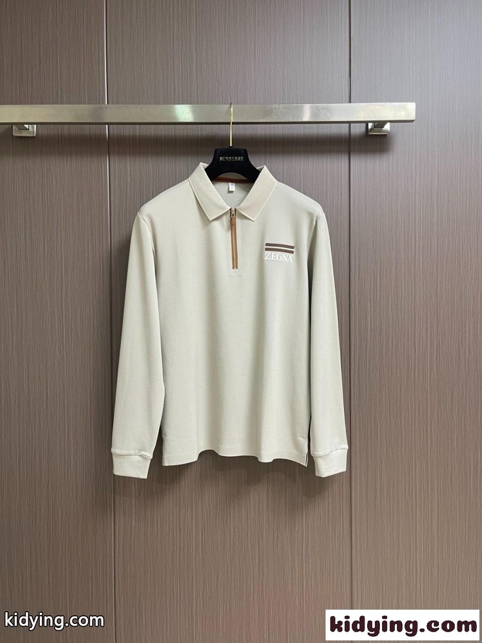 大人 洗練された ハーフジップ 長袖ポロシャツ エルメネジルド・ゼニア Tシャツ 偽物-0