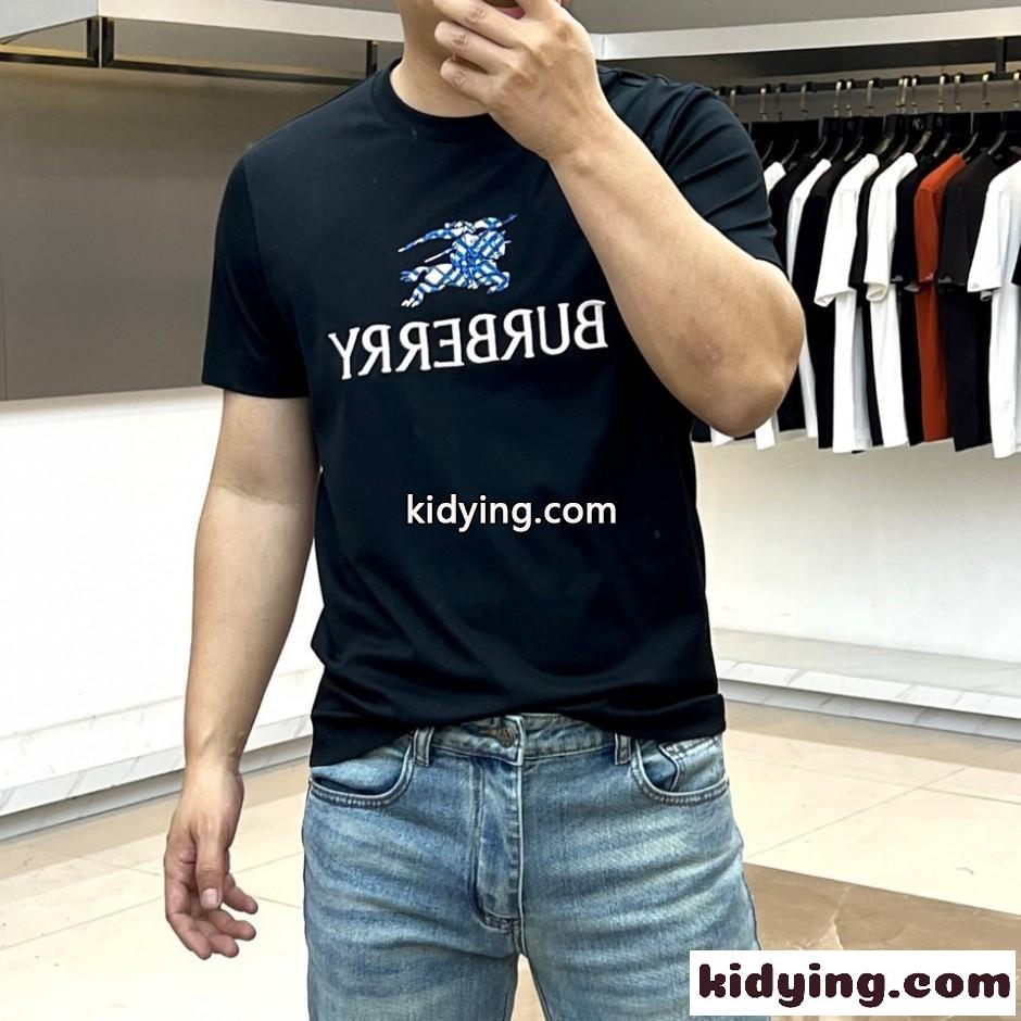 カジュアル ロゴ 半袖Tシャツ バーバリー Tシャツ 偽物 コットン ブラック-0