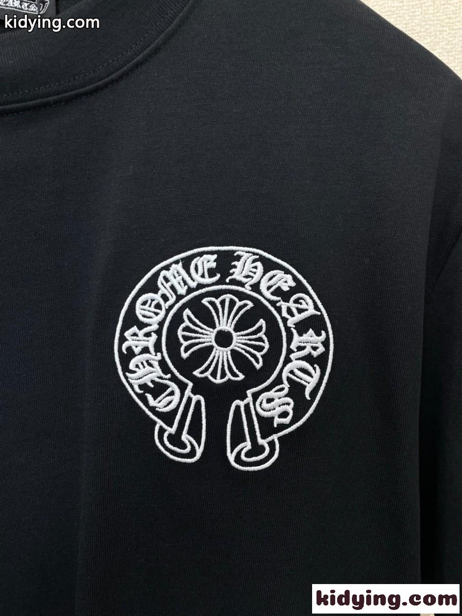 洗練された カジュアル ロゴ刺繍 クロムハーツ Tシャツ 偽物 半袖Tシャツ-3