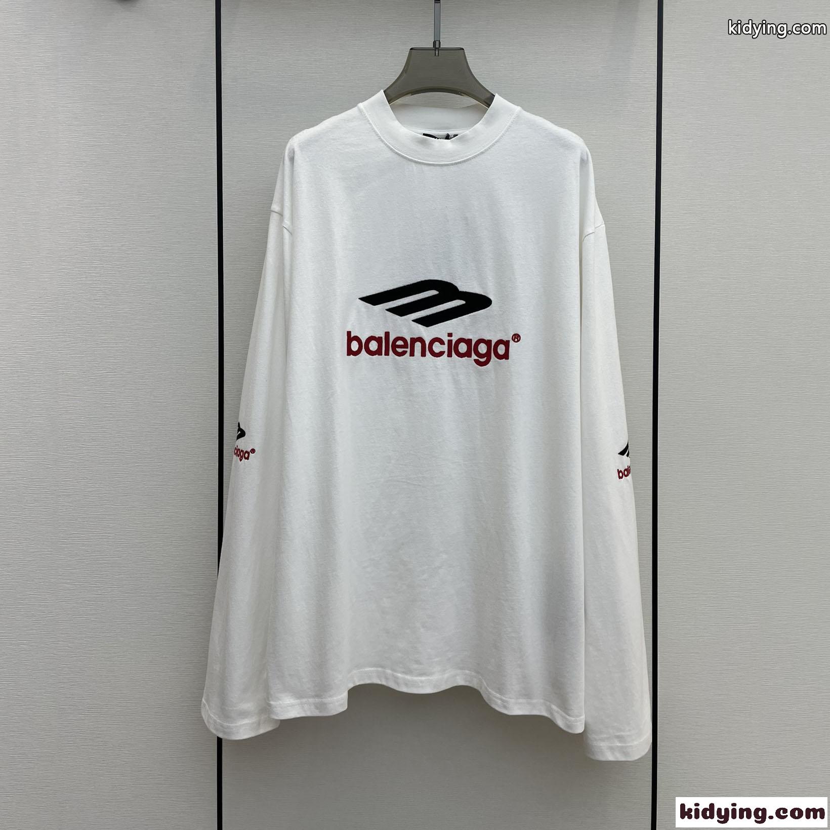 人気 ユニセックス 3B SPORTS ICON ロングスリーブ Tシャツ バレンシアガ Tシャツ コピー ホワイト-0