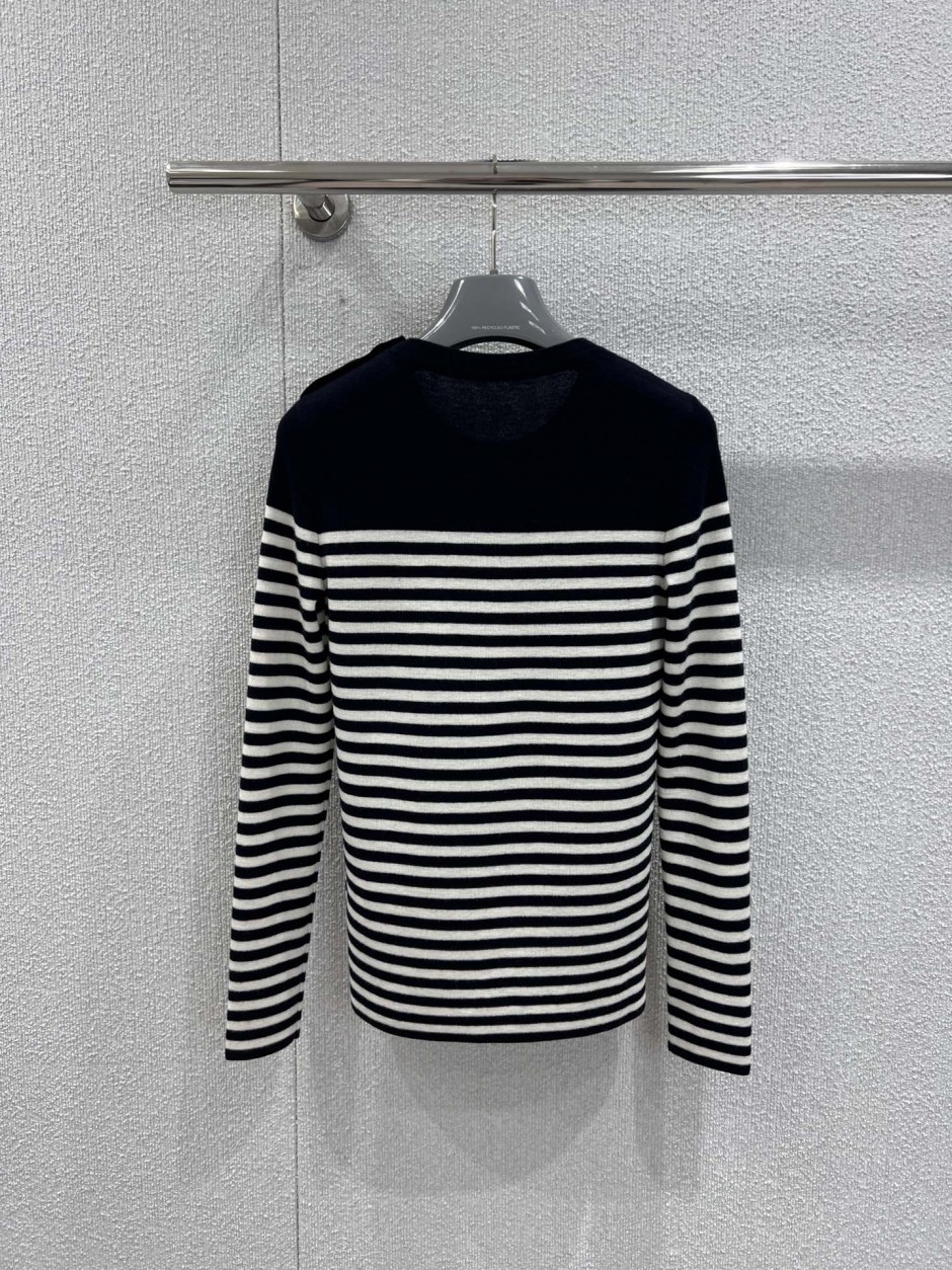 定番 カジュアル ロゴ刺繍ボーダーニット プラダ セーター 偽物 ウール-1
