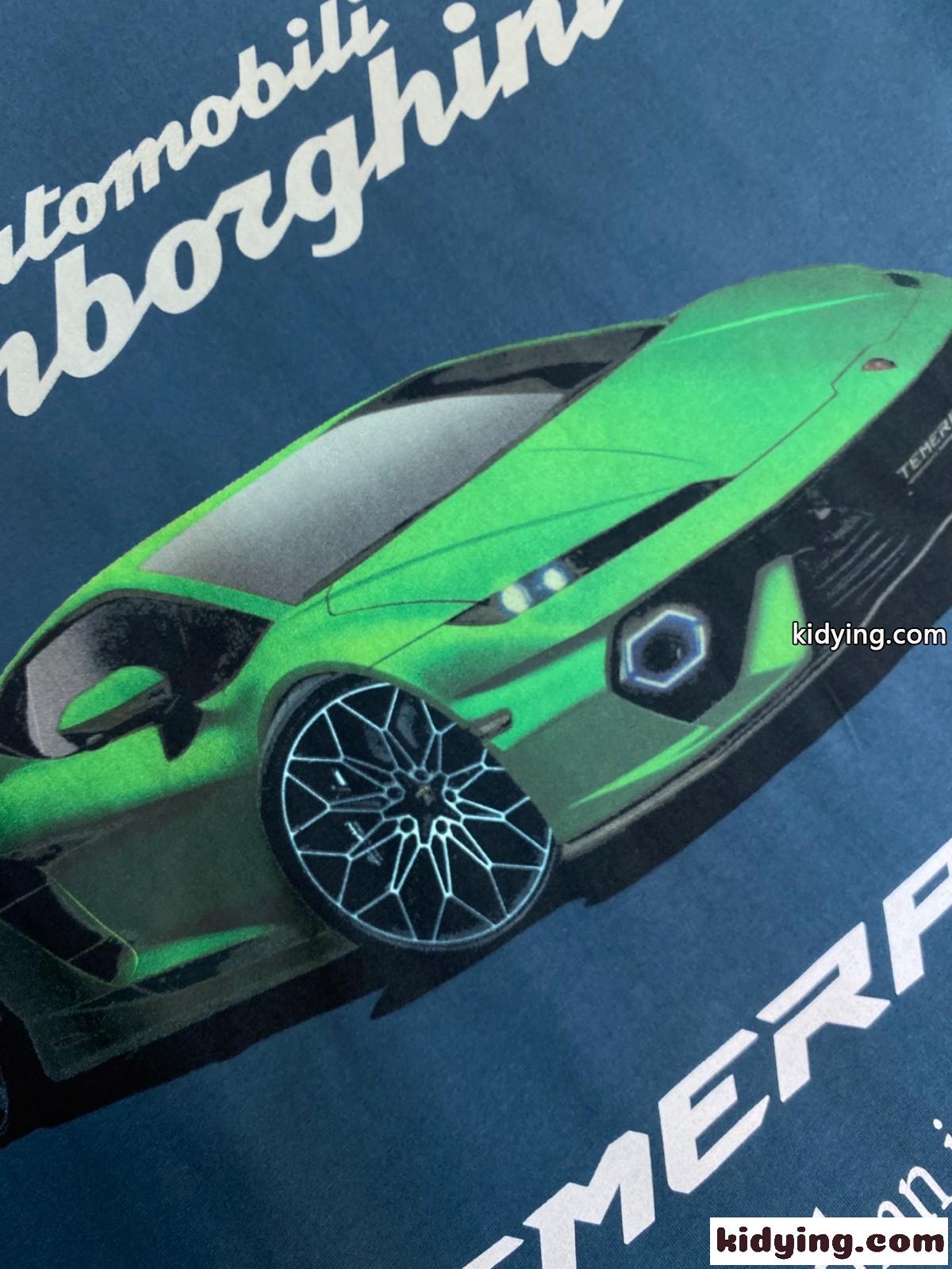 BALENCIAGA x Lamborghini プリント コットン Tシャツ スーパーコピー ブルー-0