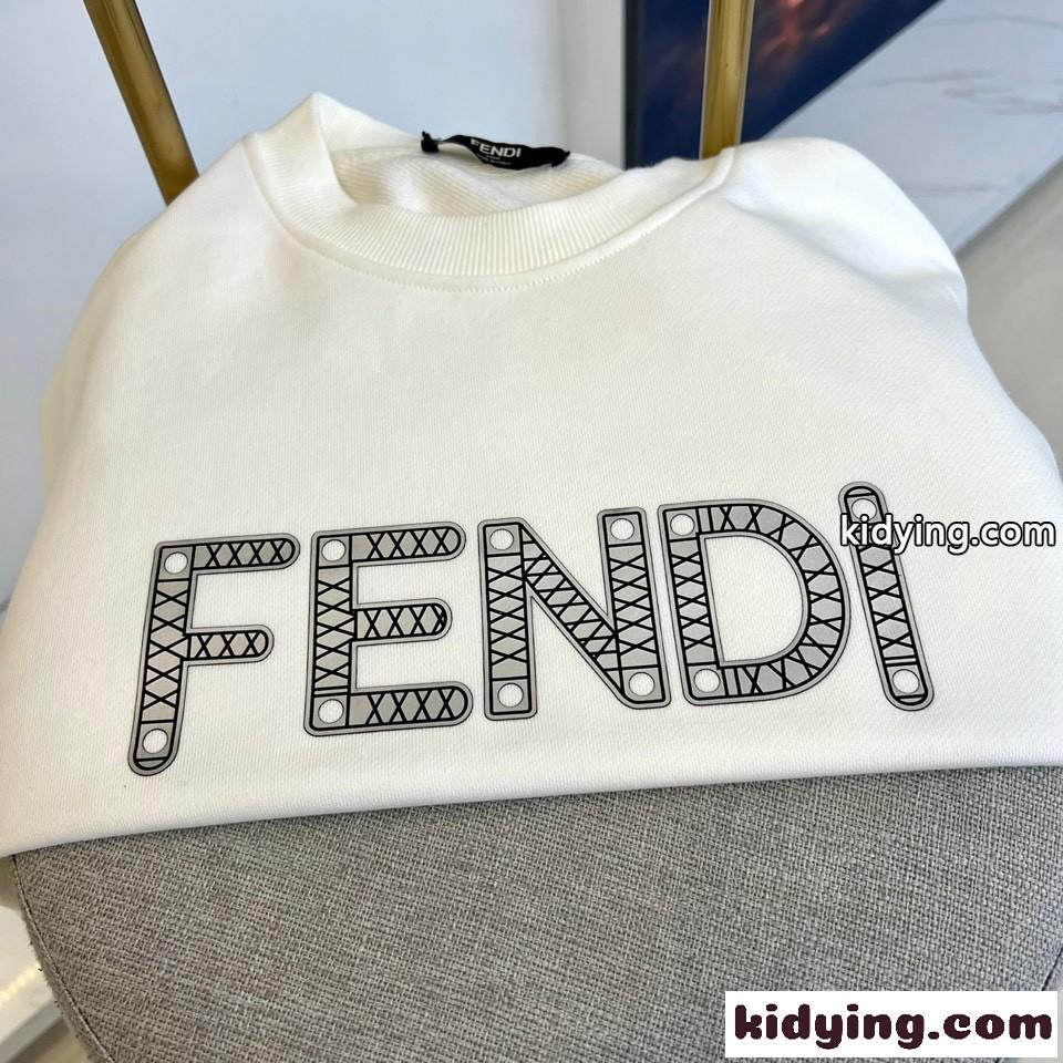 カジュアル ゆったり ロゴ入り フェンディ Tシャツ コピー スウェットシャツ ホワイト-2