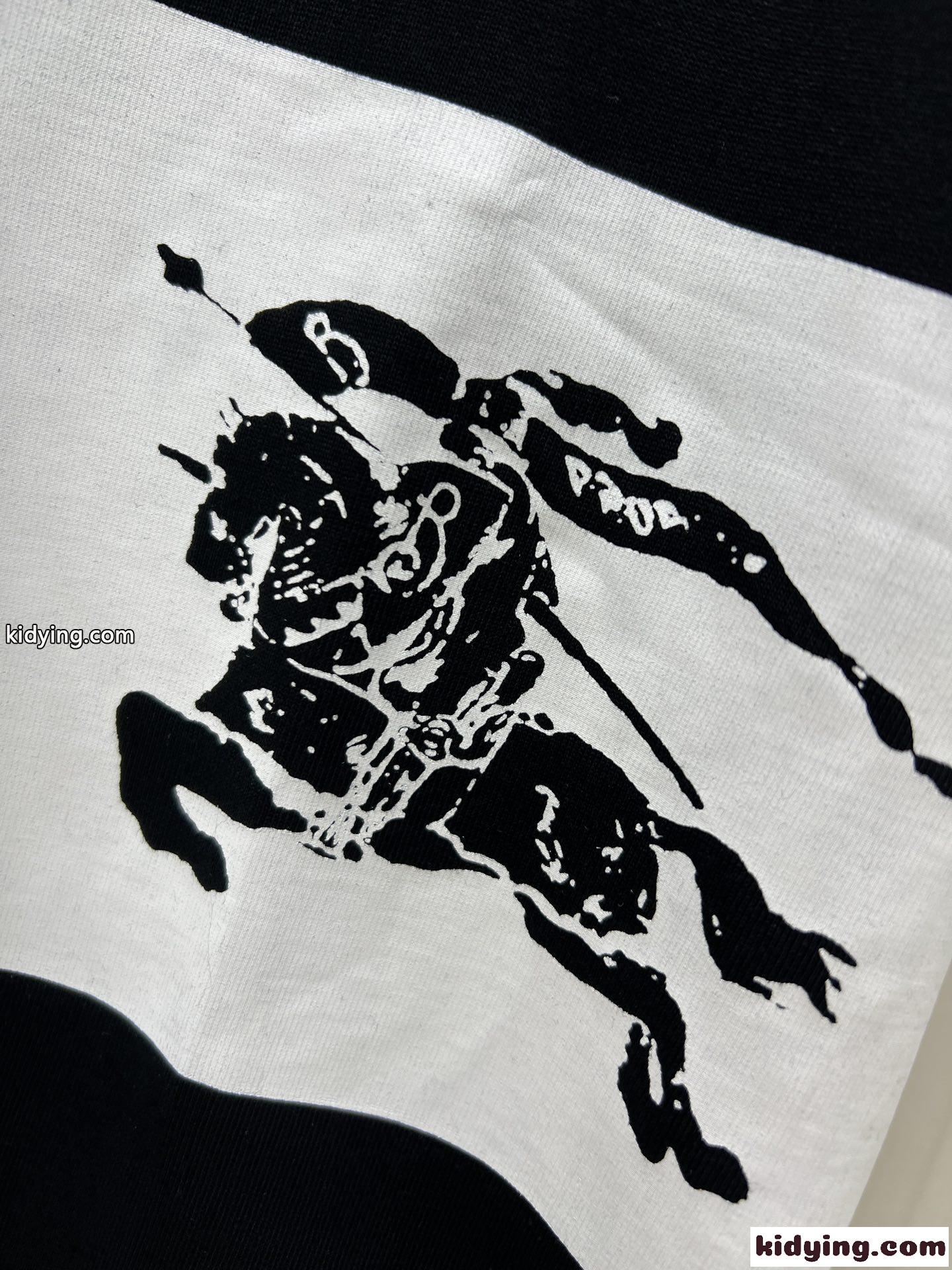 EKD ストライプ コットンTシャツ バーバリー Tシャツ  コピー ブラック-3