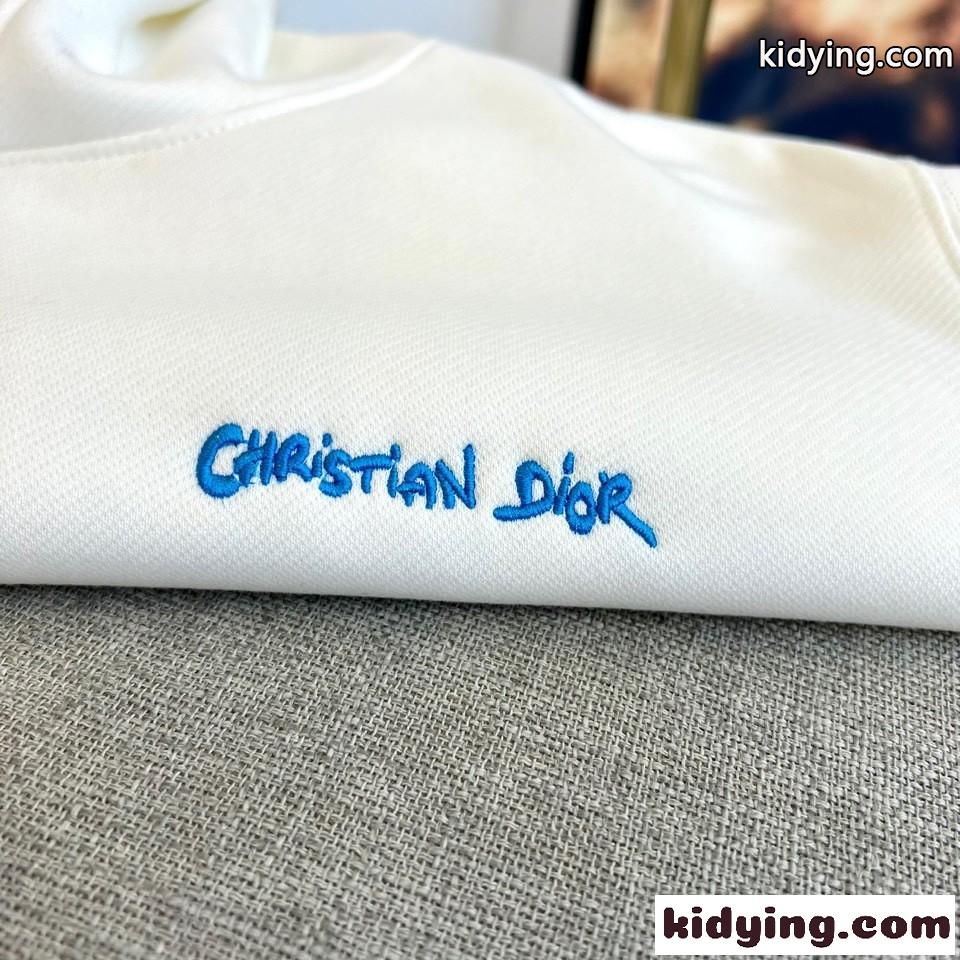 シンプル ロゴ刺繍 裏起毛 フーディー クリスチャン・ディオール パーカー コピー ホワイト-1