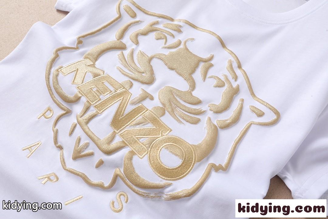 2022春夏新作 定番 快適 合わせやすい 柔らかい ケンゾー tシャツ メンズ コピー 半袖 タイガー 刺繍入り コットン ホワイト ブラック-4