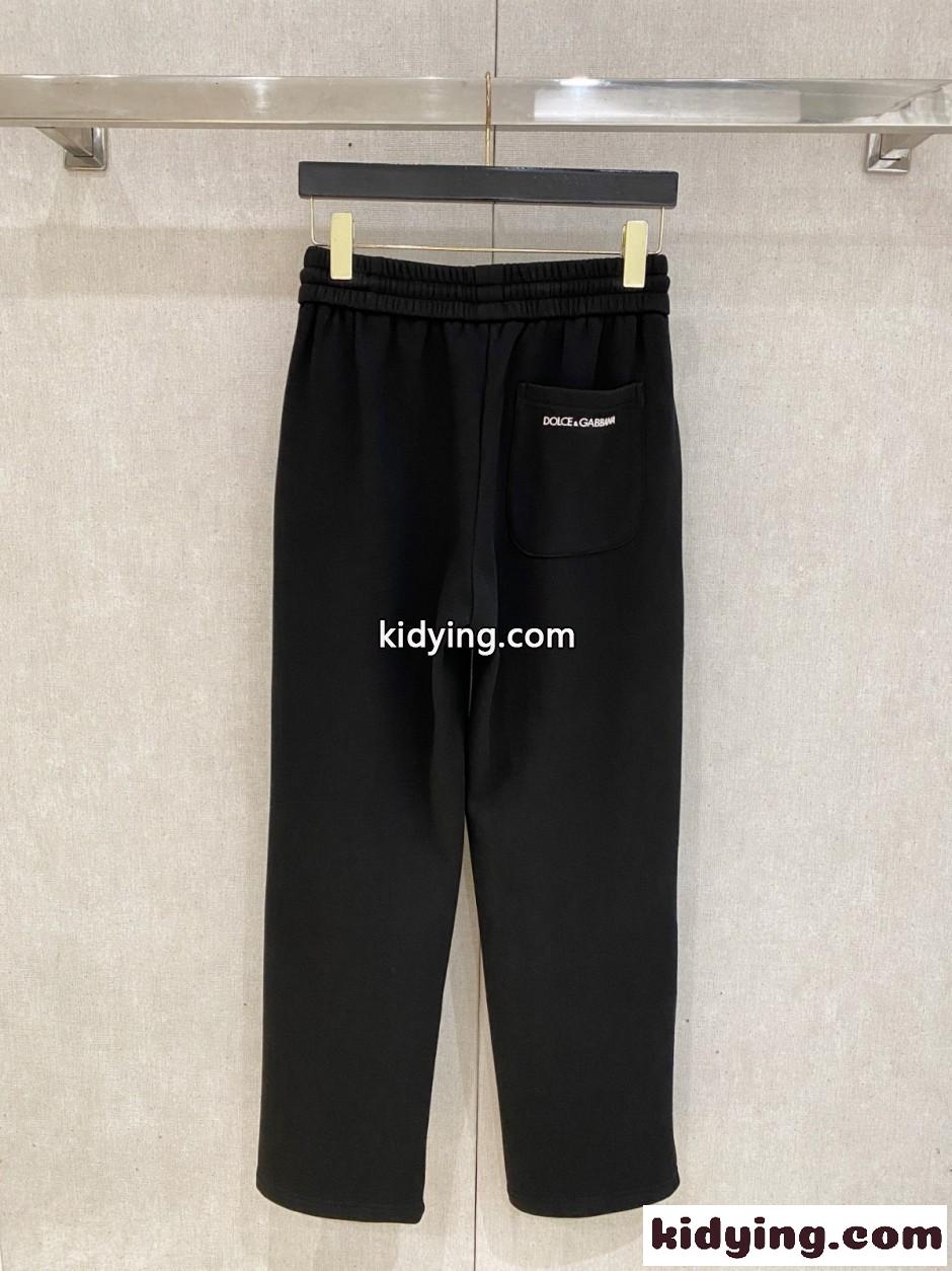 DGエンブレムパッチ 裏起毛 スウェットパンツ ドルチェ&ガッバーナ パンツ 偽物 ブラック-4