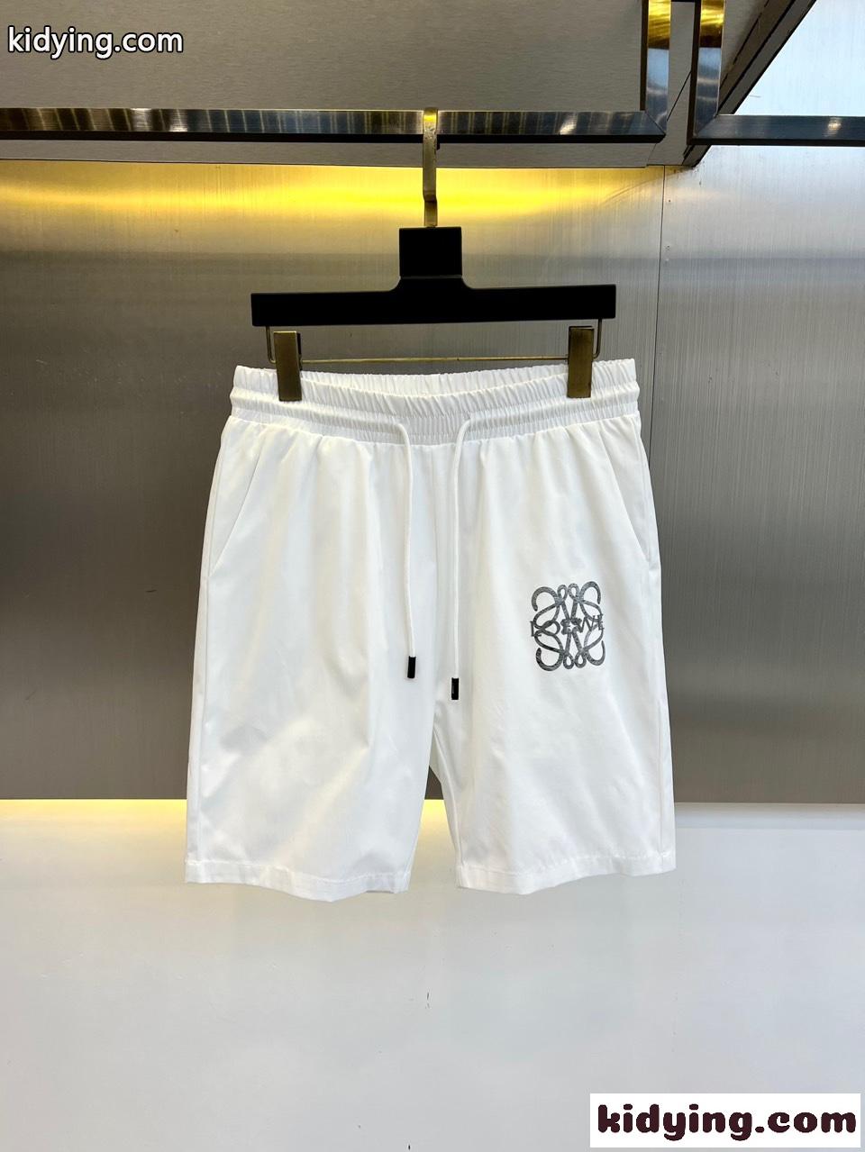 シンプル ロゴ入り ショートパンツ ロエベ パンツ 偽物 メンズ ホワイト-0