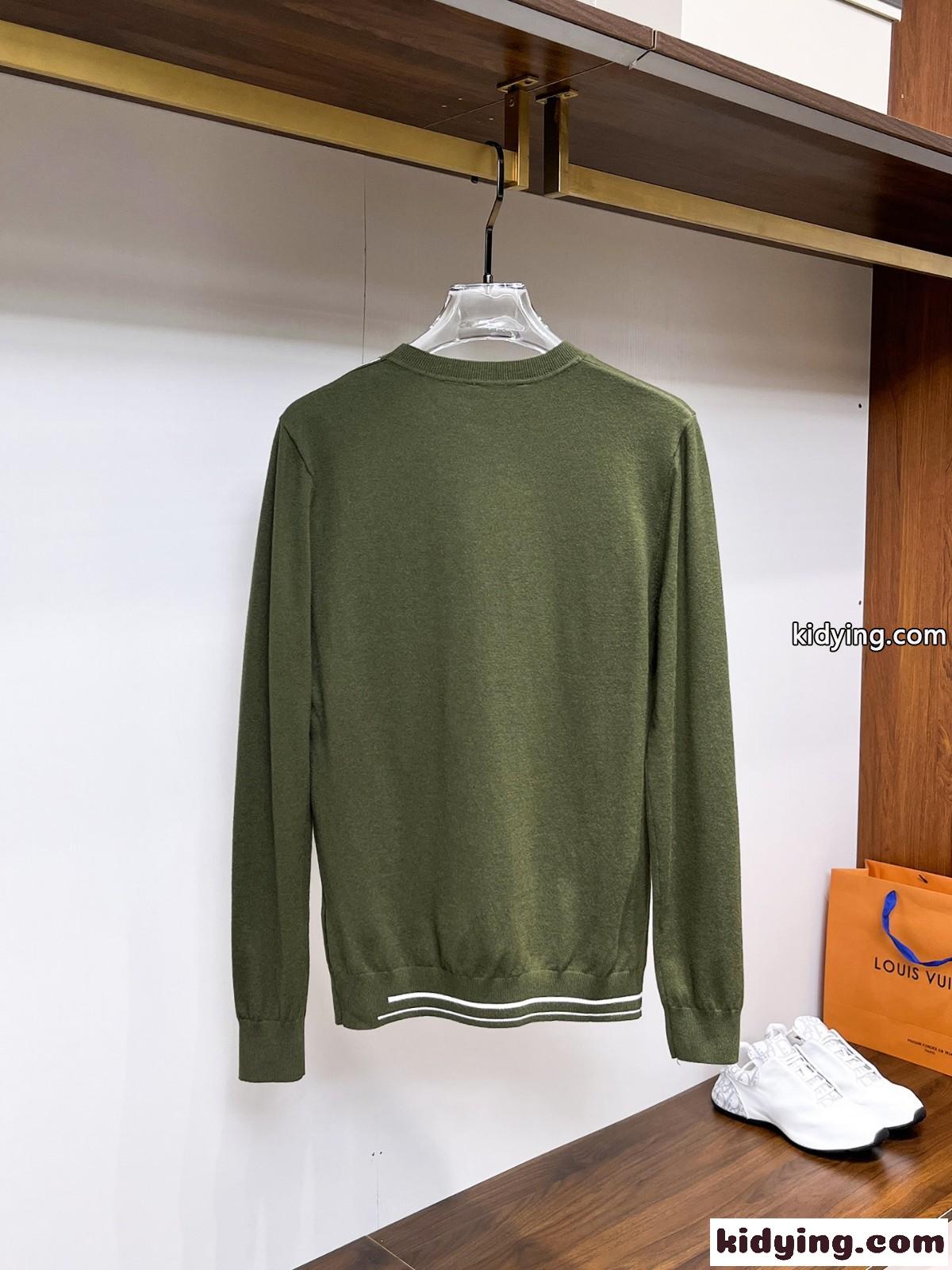シンプル お洒落 グラフィックライン ニット エルメス セーター コピー グリーン-4