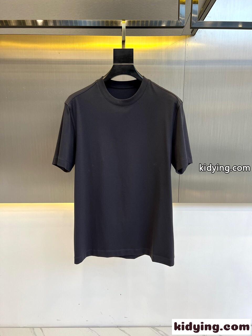 快適 冷感 クルーネック 半袖Tシャツ エルメネジルド・ゼニア Tシャツ コピー ブラック-0