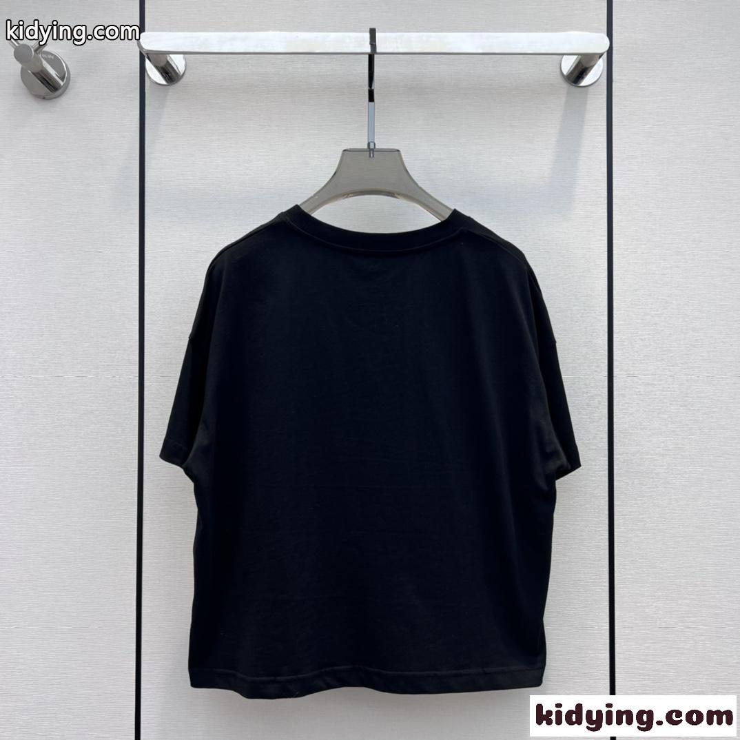 アナグラム コットン Tシャツ ロエベ Tシャツ コピー レディース ブラック-1