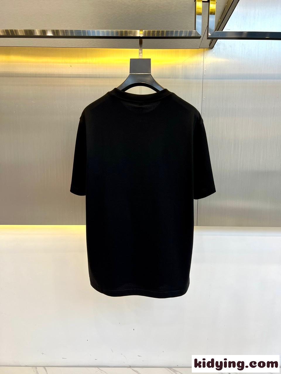 カジュアル コットン 半袖Tシャツ クリスチャン・ディオール Tシャツ コピー クルーネック ブラック-3
