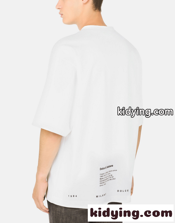 お洒落 コットンブレンド ドルチェ&ガッバーナ Tシャツ コピー メンズ プリント 半袖 白Tシャツ-2