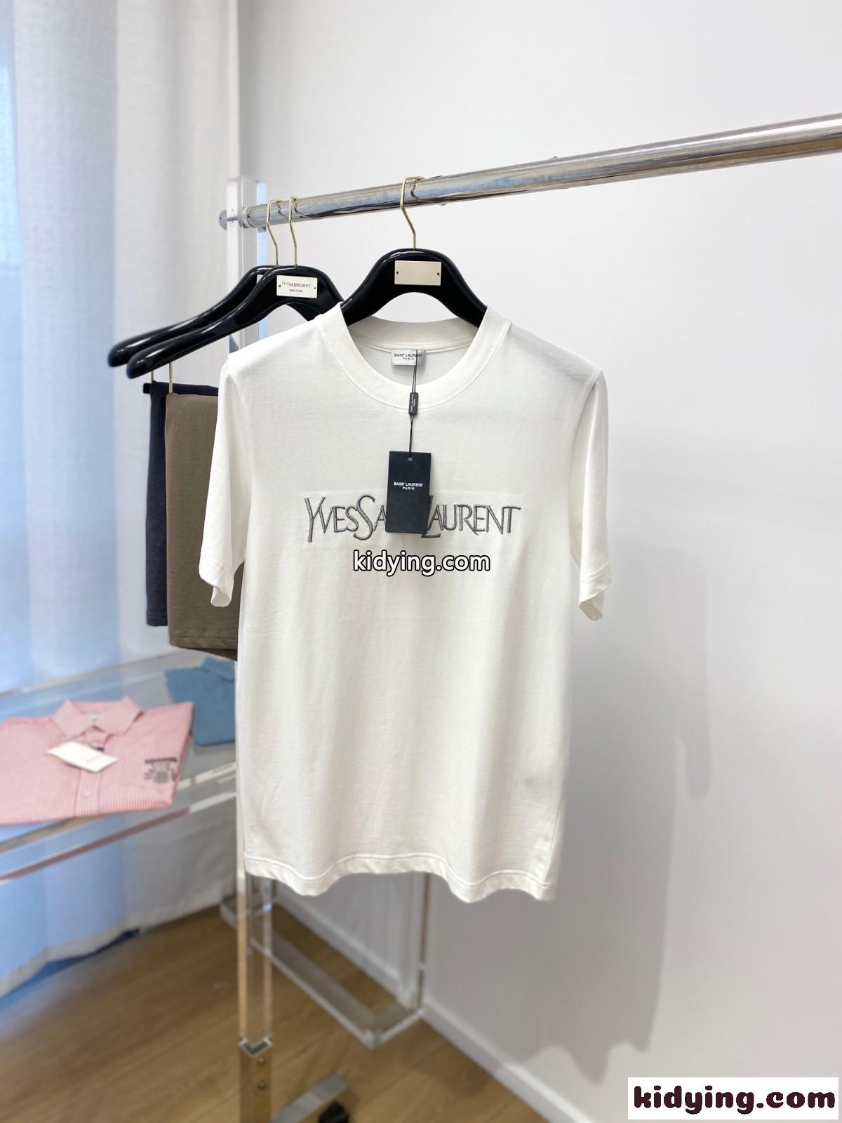 イヴ・サンローラン Tシャツ コピー シンプル 合わせやすい クルーネック 半袖 ホワイト-0