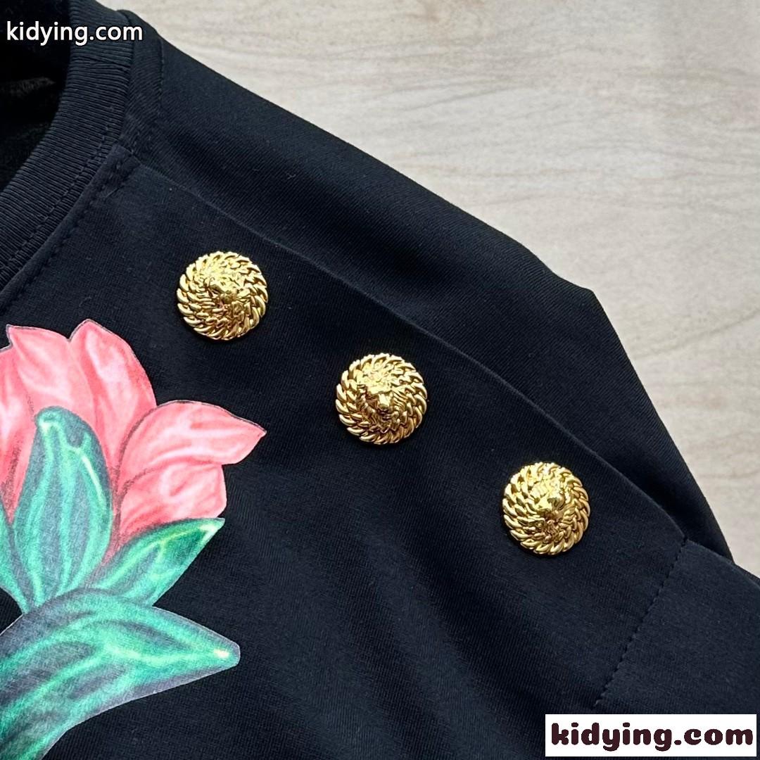 Balmain ヴィンテージ ローズ プリント Tシャツ バルマン 半袖Tシャツ コピー レディース-1