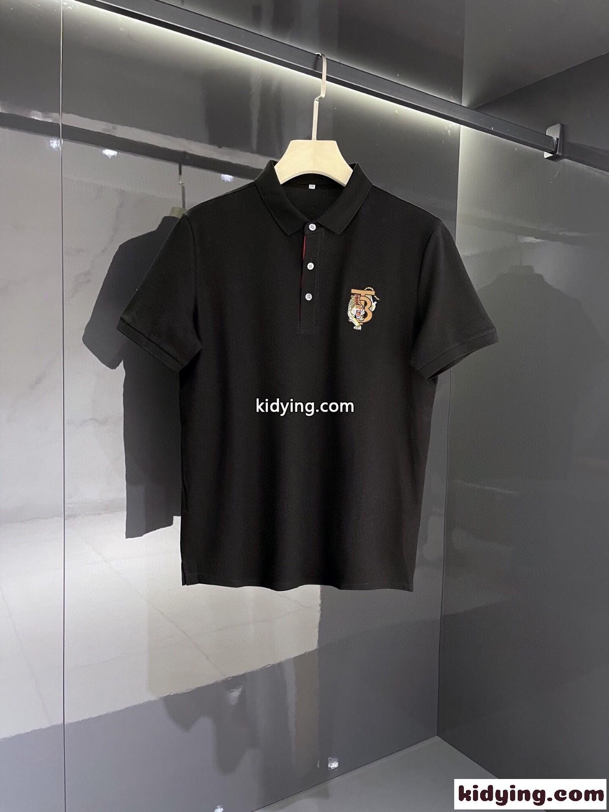 TB タイガー ロゴ ポロシャツ バーバリー 半袖Tシャツ コピー シルケット コットン 快適 トップス-0