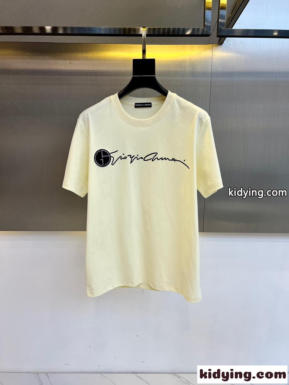 カジュアル ロゴ入り アルマーニ Tシャツ コピー 半袖Tシャツ ベージュ-1