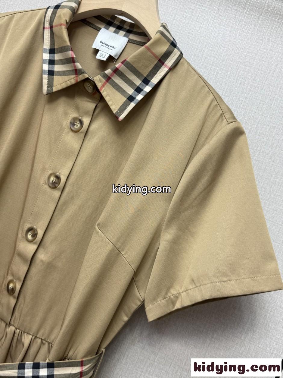 バーバリー ワンピース 偽物 人気 チェック柄 ベルト付き シャツワンピース-2