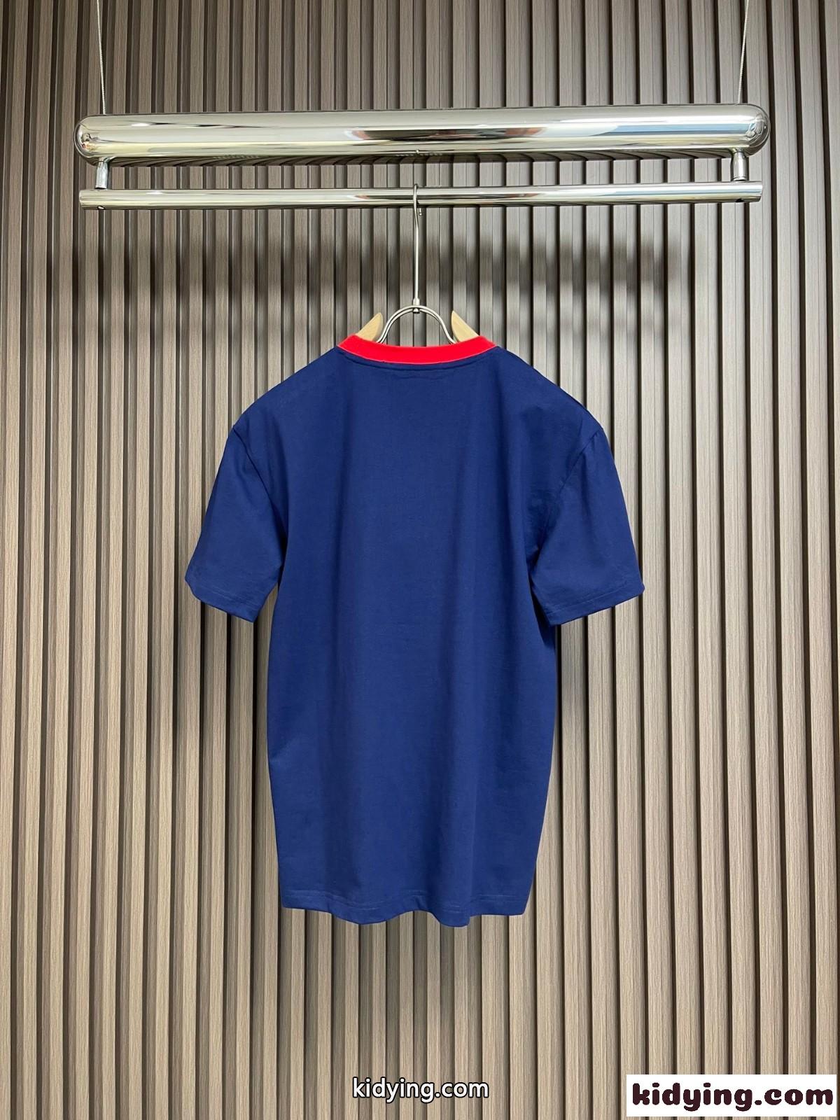 おしゃれ 定番 配色 合わせやすい グッチ Tシャツ コピー コットン ブルー-1