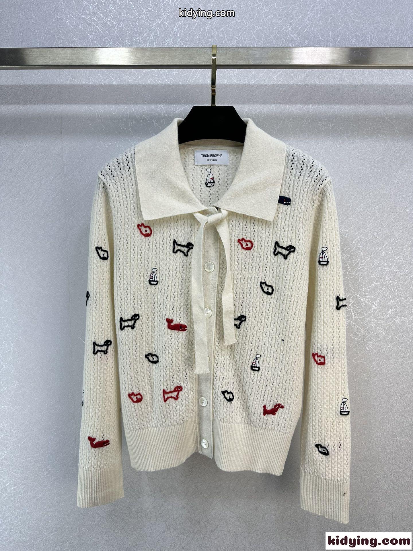 可愛い 刺繍入り ポロカーディガン トムブラウン ニット コピー レディース-2