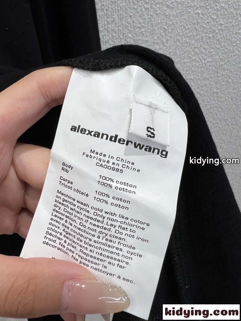 アレキサンダーワング Tシャツ コピー ラインストーン ハーフジップ トップス ブラック-4