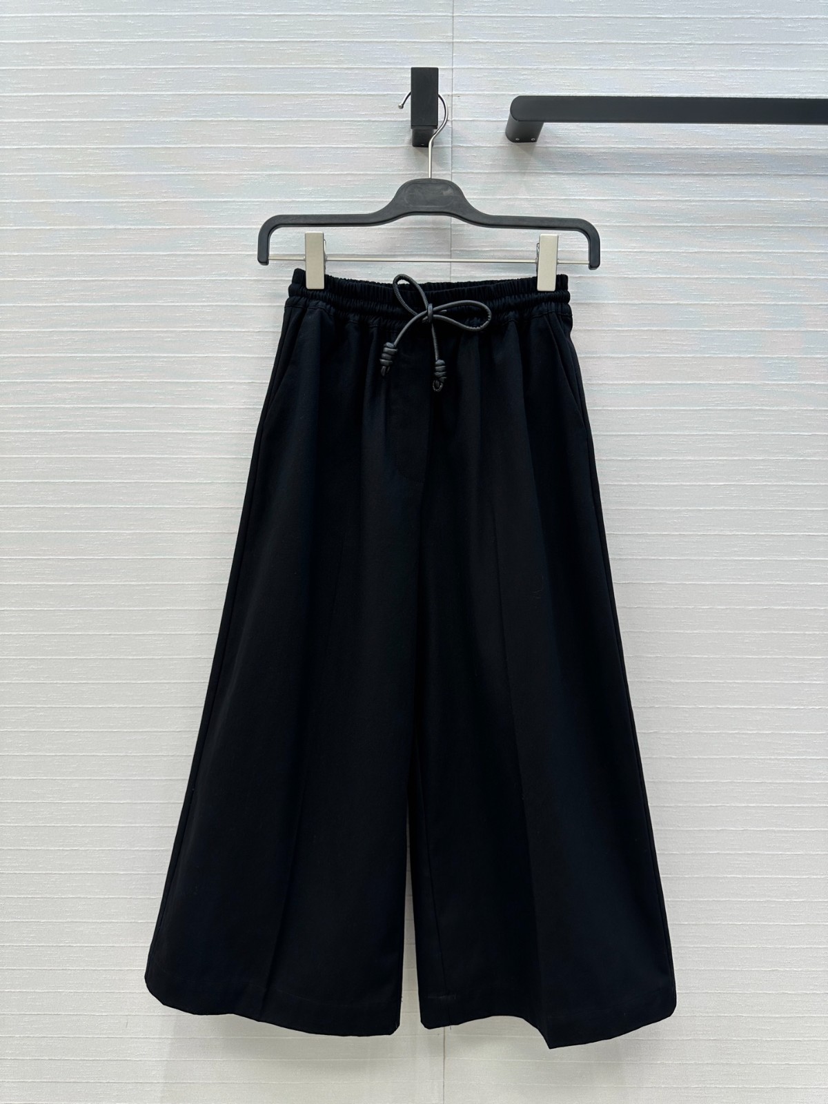 カジュアル リラックス ワイドパンツ ロエベ パンツ コピー コットン ブラック-0