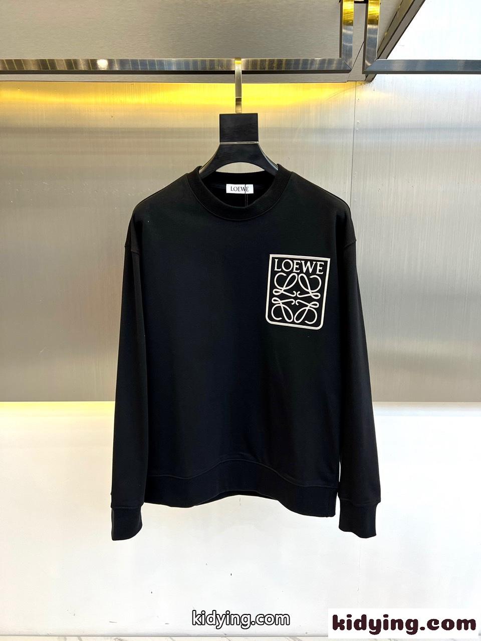 カジュアル ロゴ コットン スウェットシャツ ロエベ Tシャツ コピー ブラック-0