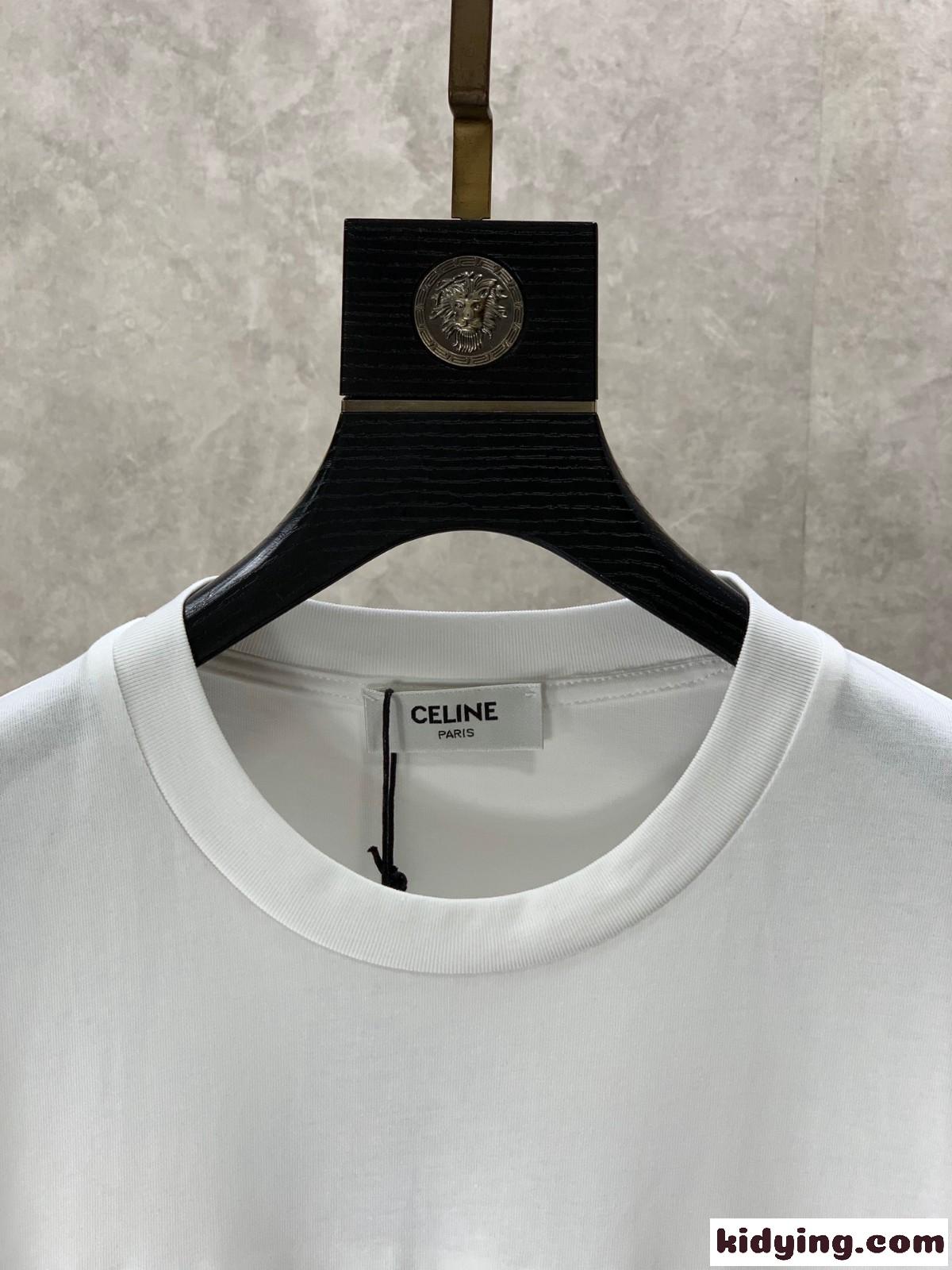おしゃれ 快適 コットン クルーネック 半袖Tシャツ セリーヌ Tシャツ コピー メンズ-2
