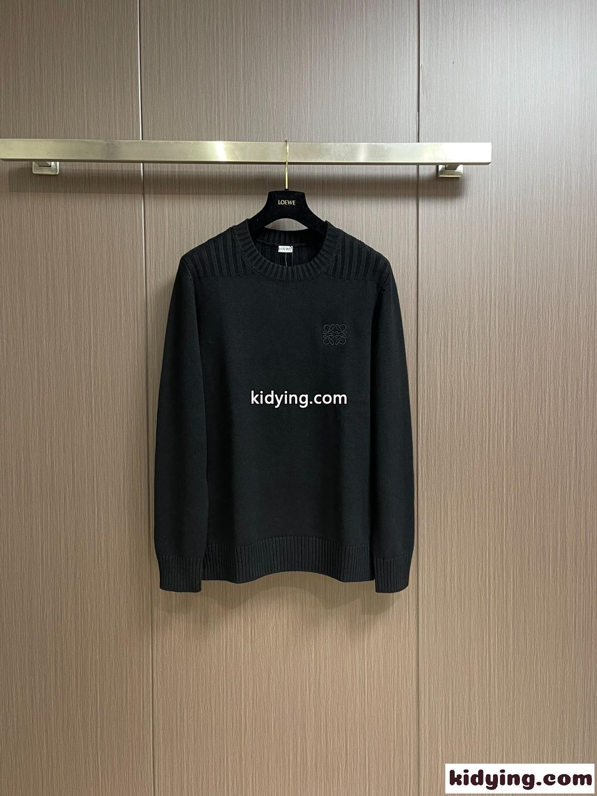 アナグラム 刺繍入り ロエベ セーター コピー ウール クルーネック ブラック-0