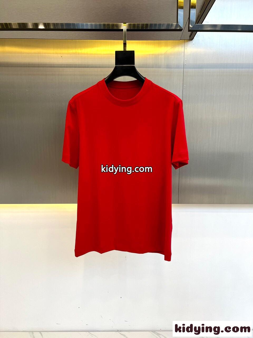 快適 冷感 クルーネック 半袖Tシャツ エルメネジルド・ゼニア Tシャツ コピー レッド-0