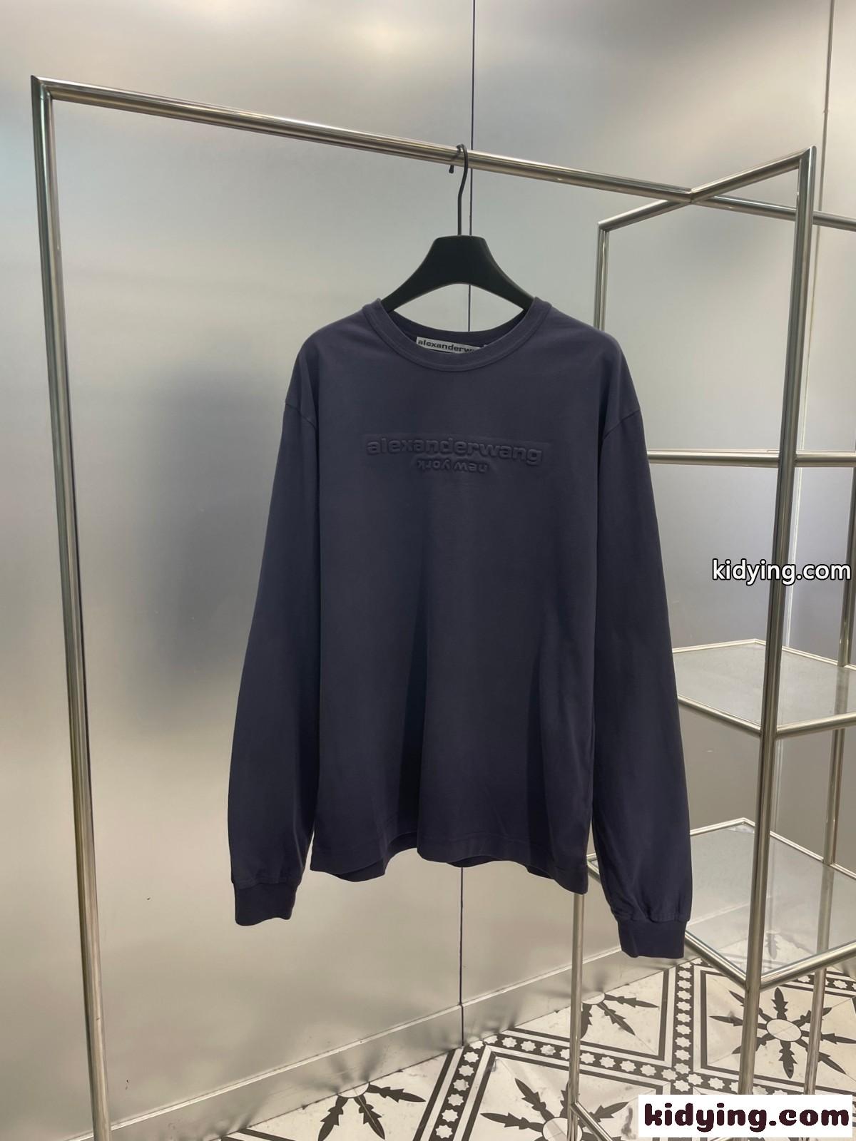 ユニセックス ロゴ 長袖Tシャツ アレキサンダーワング Tシャツ コピー コンパクトジャージー-0