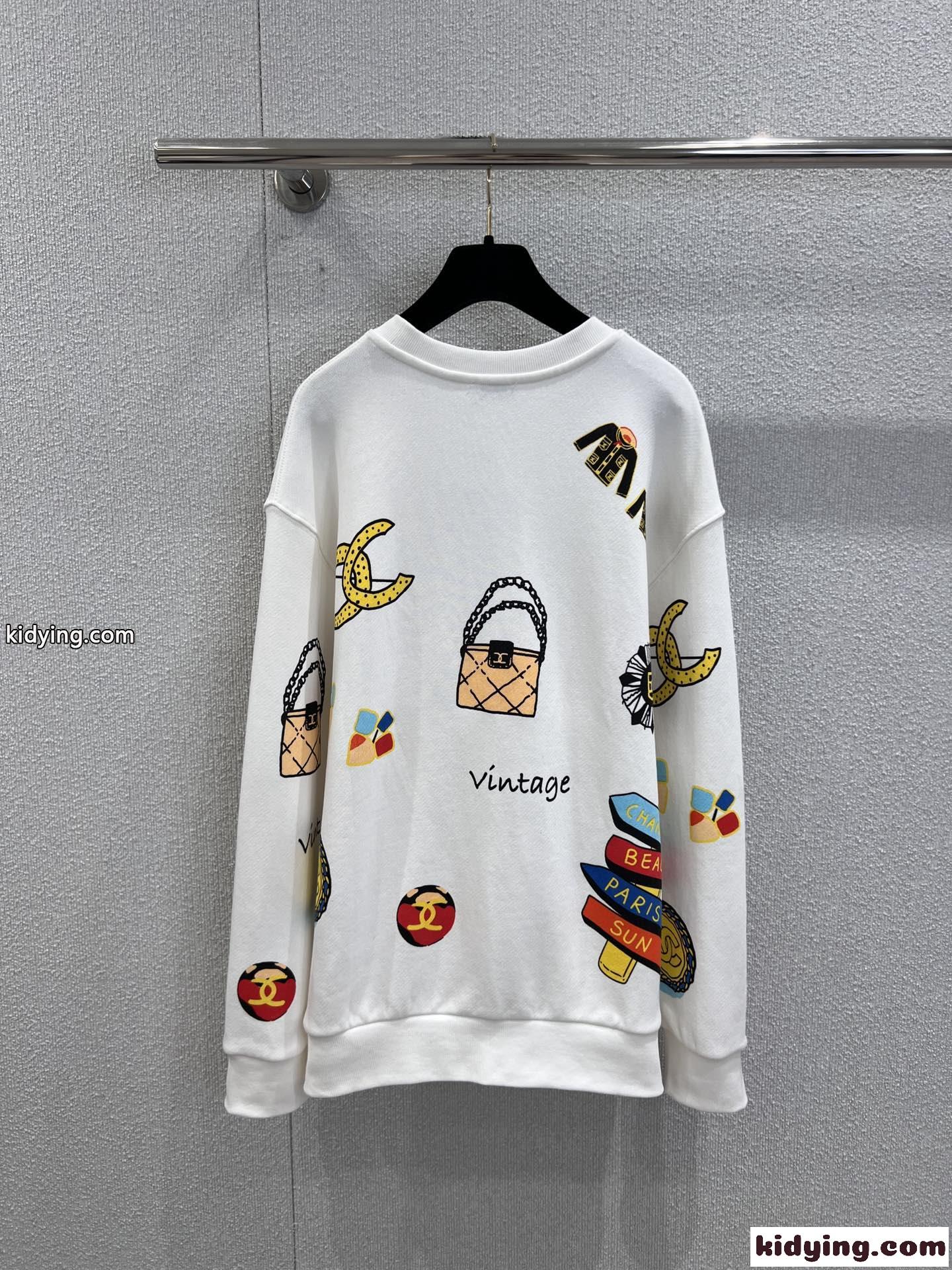 遊び心満載~プリント スウェットシャツ シャネル Tシャツ コピー コットン ホワイト-2