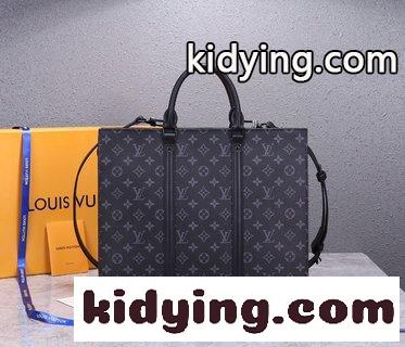 トップレベルのオリジナル ルイヴィトン バッグの種類 コピー Sac Plat Horizontal ZippéブリーフケースはMonogram Eclipse帆布と皮革を取材します-2