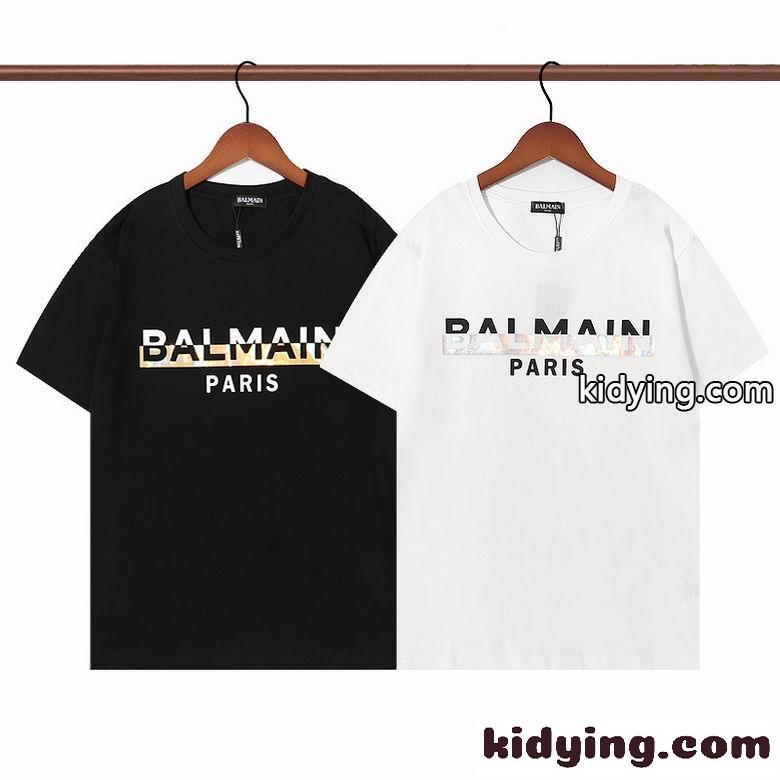 春夏 定番 バルマン Tシャツ コピー 半袖  おしゃれ カジュアル クルーネック トップス-2