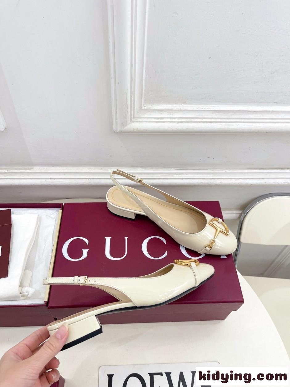 グッチ パンプス コピー GUCCI ホースビット スリングバック パンプス ベージュ-1