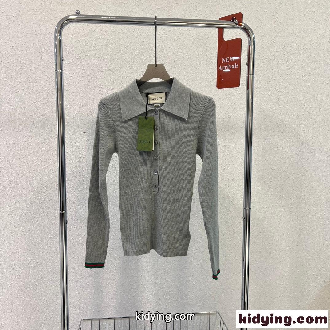 シンプル ストレッチ グッチ ニット 偽物 リブ トップス-1