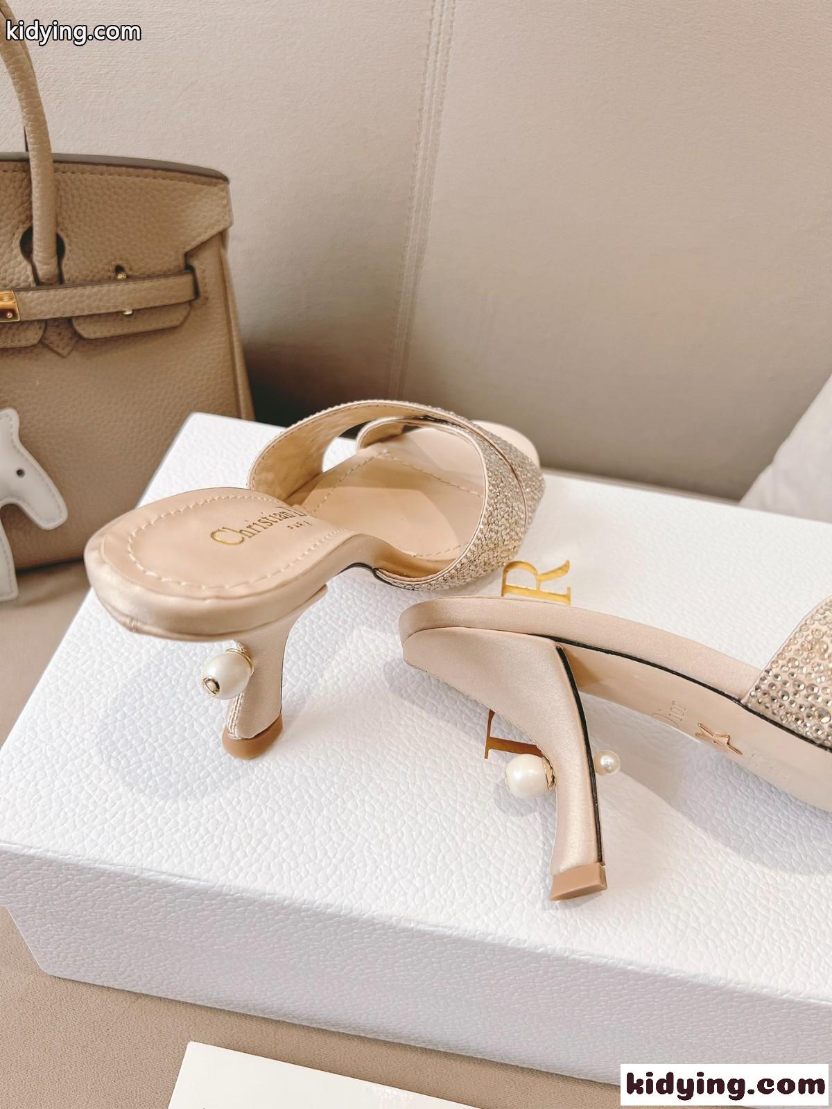 エレガント Dior Tribales ヒールスライド クリスチャン・ディオール サンダル コピー ベージュ-3