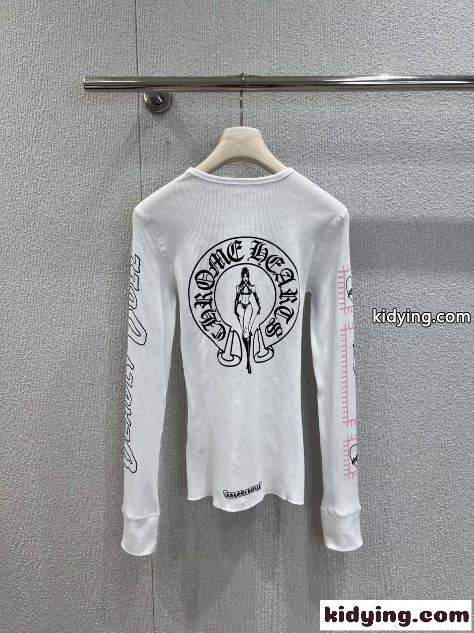 スタイリッシュ コットン ロングスリーブTシャツ クロムハーツ Tシャツ コピー ホワイト-1