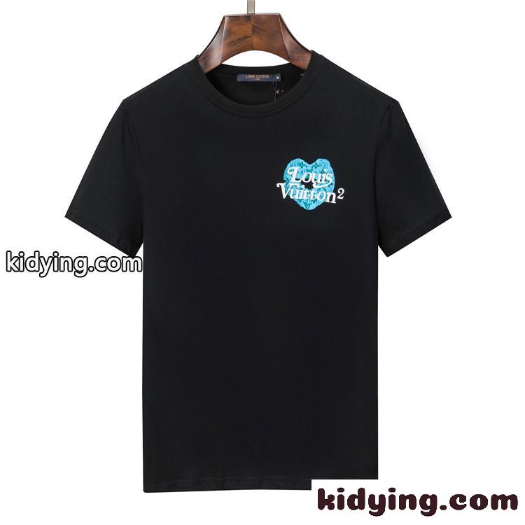 ストリート カジュアル 夏 トップス 半袖 ルイ・ヴィトン Tシャツ コピー  プリント クルーネック 快適 定番-0