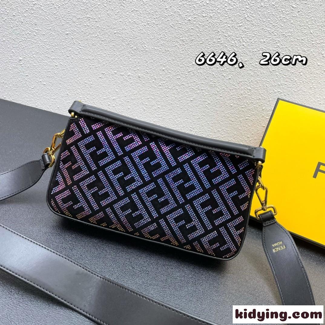 FENDI × VERSACE おしゃれ キラキラ フェンディ バッグ 人気 コピー バゲット ショルダー バッグ-1
