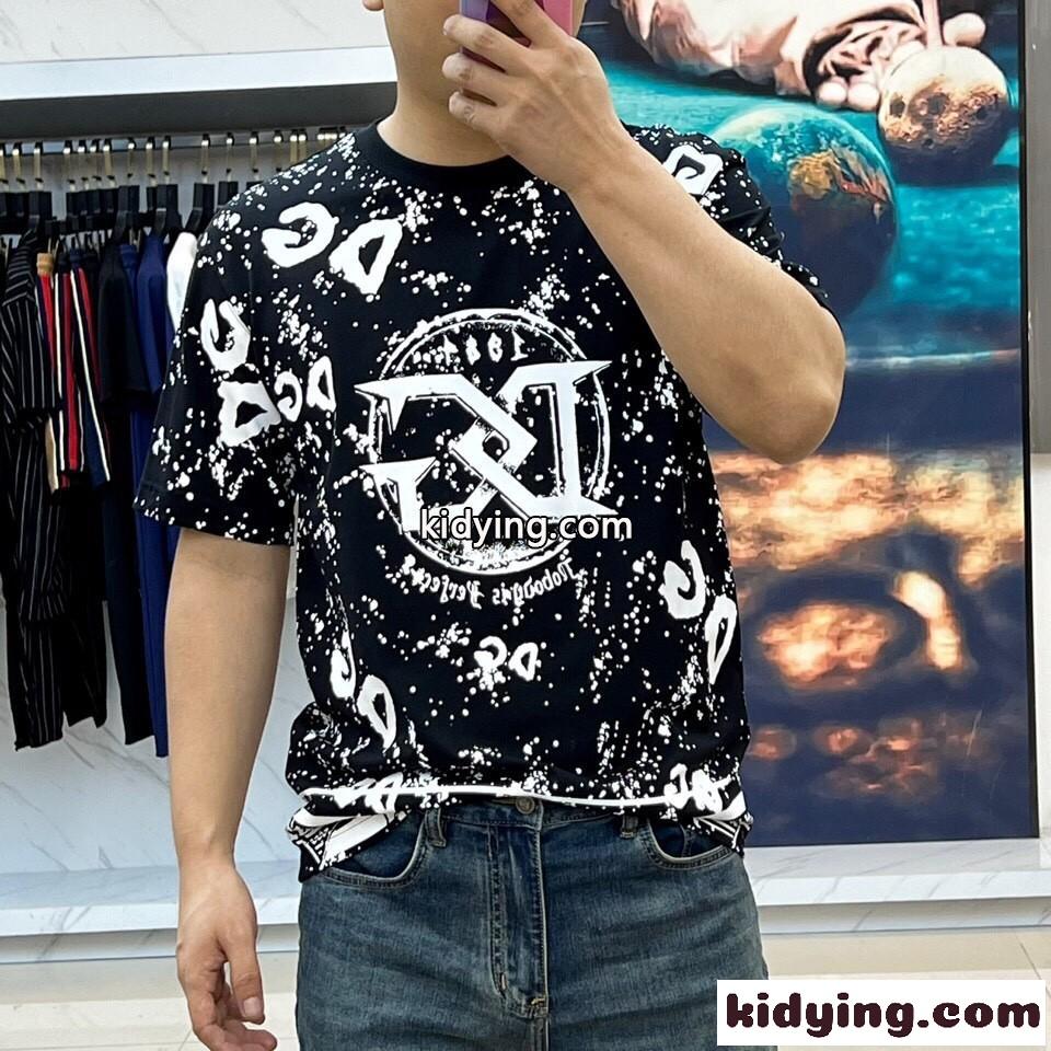 ロゴプリント コットンTシャツ クルーネック ドルチェ&ガッバーナ 半袖Tシャツ コピー ブラック-2
