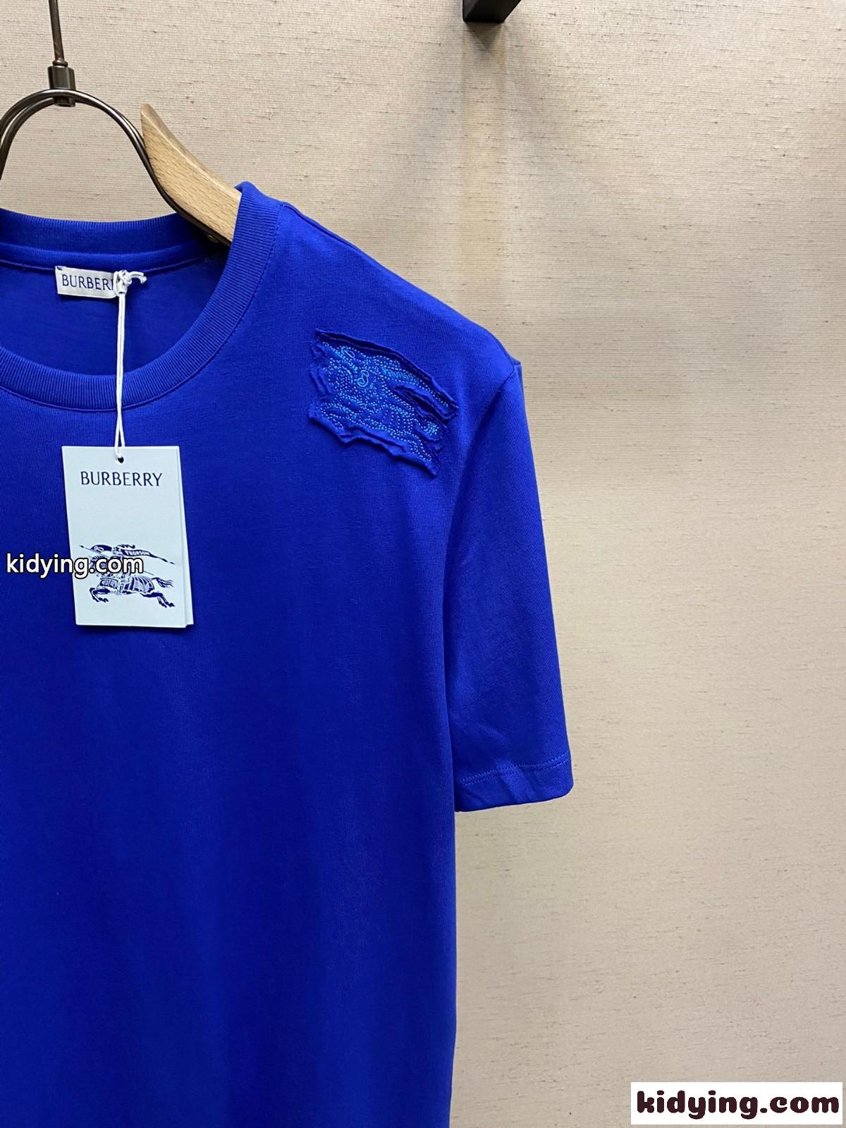 人気 カジュアル コットンTシャツ バーバリー 半袖Tシャツ コピー ブルー-0